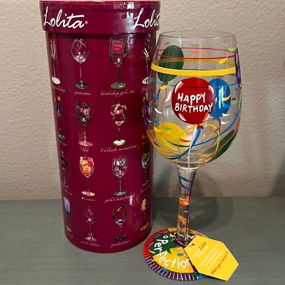 Womens Lolita Wine Glass‎ - Aged to Perfection Happy Birthday NEW